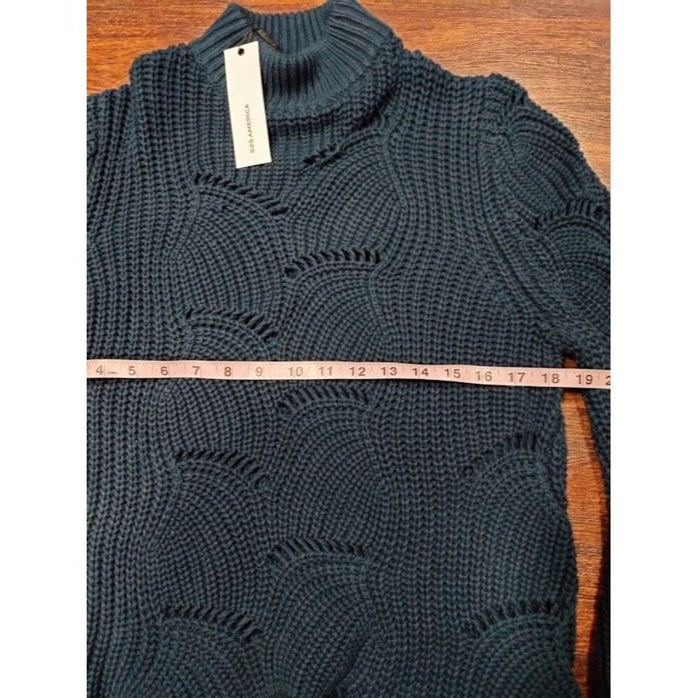 NWT 525 America Long Sleeve Mock Neck Knit Sweater Blue Women's Size Medium - Picture 7 of 7
